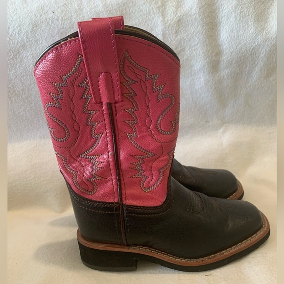 Swift Creek Cowboy Boots Leather Square Toe Toddler Girl Pink Size 9.5 D 1724C - Picture 5 of 13